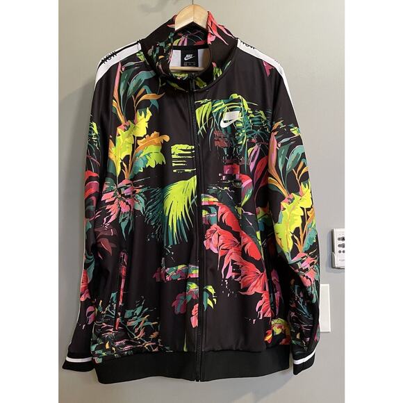 NIKE Jacket Banned Lack‎ All Over Print Palm Floral Long Sleeve Mens XXL - Picture 1 of 9